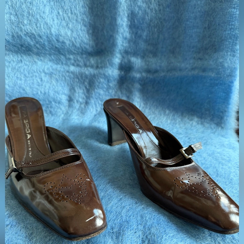 Via Spiga Dark Brown Leather Mules Size 9.5